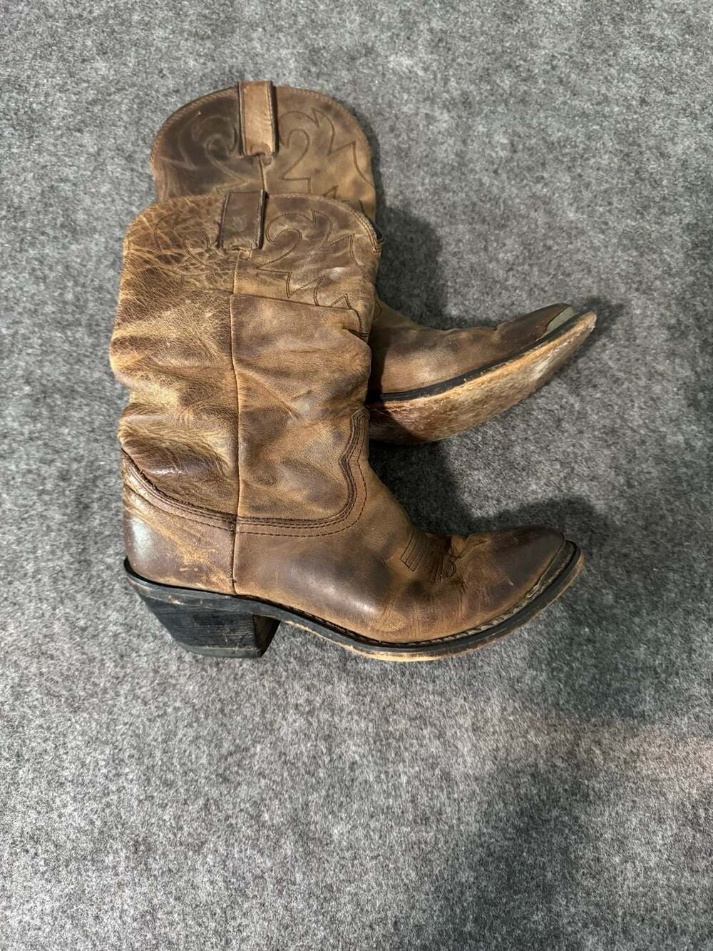 Durango Women's Distressed Tan Slouch Western Boot 6.5